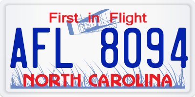 NC license plate AFL8094