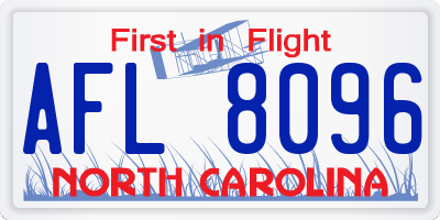 NC license plate AFL8096