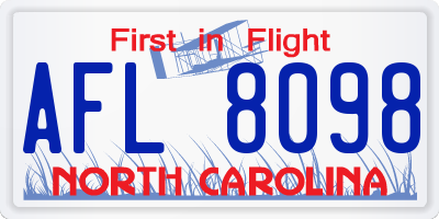 NC license plate AFL8098