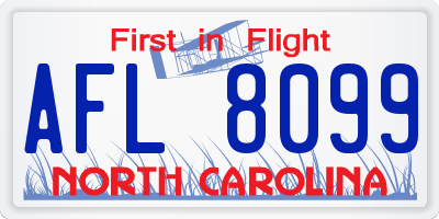 NC license plate AFL8099