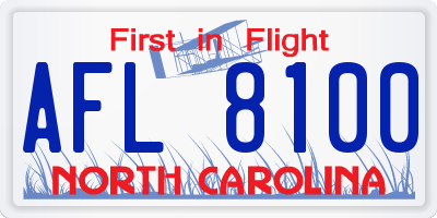 NC license plate AFL8100