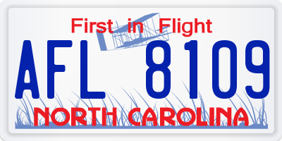 NC license plate AFL8109