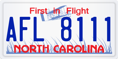 NC license plate AFL8111