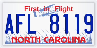 NC license plate AFL8119