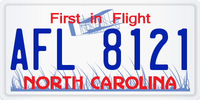 NC license plate AFL8121