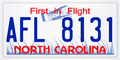 NC license plate AFL8131