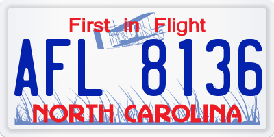 NC license plate AFL8136
