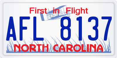 NC license plate AFL8137