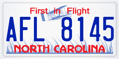 NC license plate AFL8145