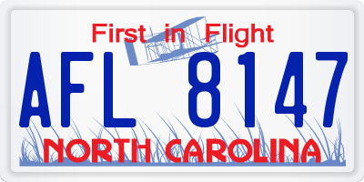 NC license plate AFL8147