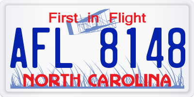 NC license plate AFL8148