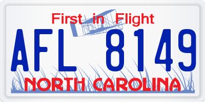 NC license plate AFL8149