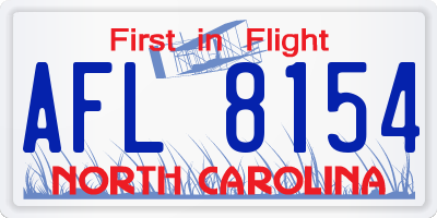 NC license plate AFL8154