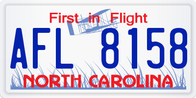 NC license plate AFL8158