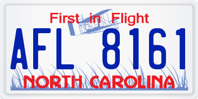 NC license plate AFL8161