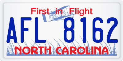 NC license plate AFL8162