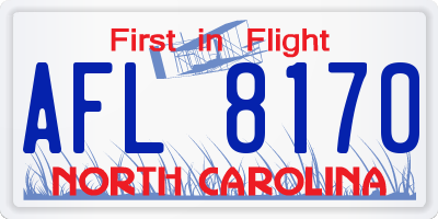 NC license plate AFL8170