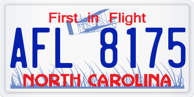 NC license plate AFL8175