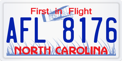 NC license plate AFL8176