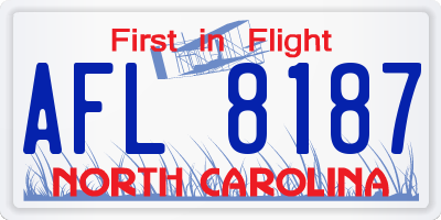 NC license plate AFL8187