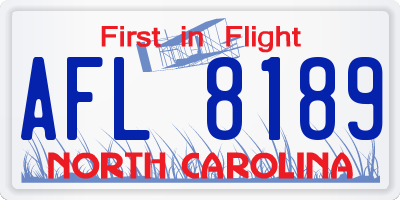 NC license plate AFL8189