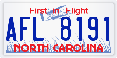 NC license plate AFL8191