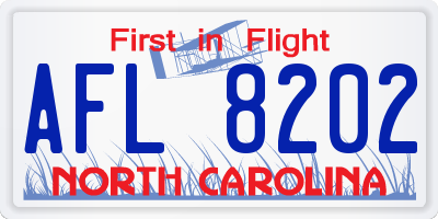NC license plate AFL8202