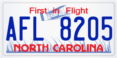 NC license plate AFL8205