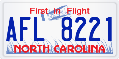 NC license plate AFL8221