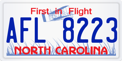 NC license plate AFL8223
