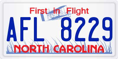 NC license plate AFL8229