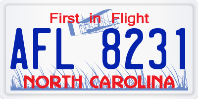 NC license plate AFL8231