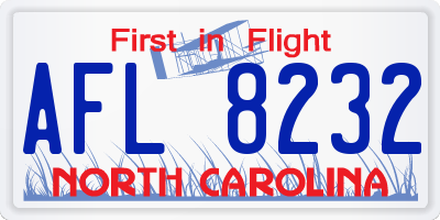 NC license plate AFL8232