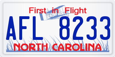NC license plate AFL8233
