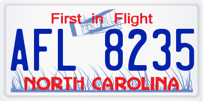 NC license plate AFL8235
