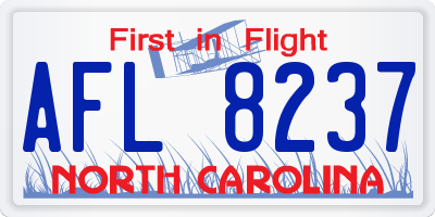 NC license plate AFL8237