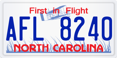NC license plate AFL8240
