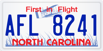 NC license plate AFL8241
