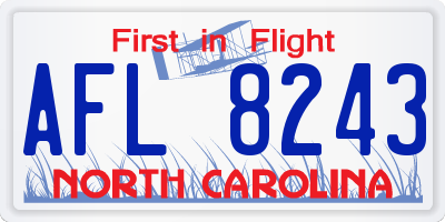 NC license plate AFL8243