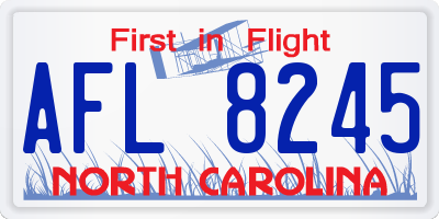 NC license plate AFL8245