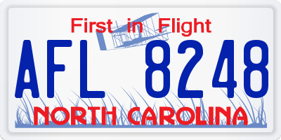 NC license plate AFL8248