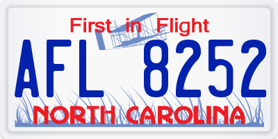 NC license plate AFL8252