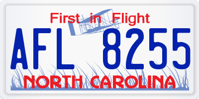 NC license plate AFL8255