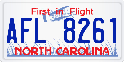 NC license plate AFL8261