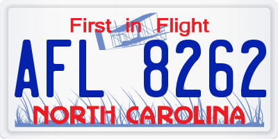 NC license plate AFL8262