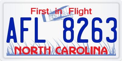 NC license plate AFL8263