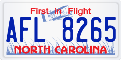 NC license plate AFL8265