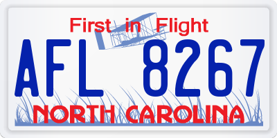 NC license plate AFL8267