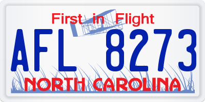 NC license plate AFL8273