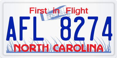NC license plate AFL8274